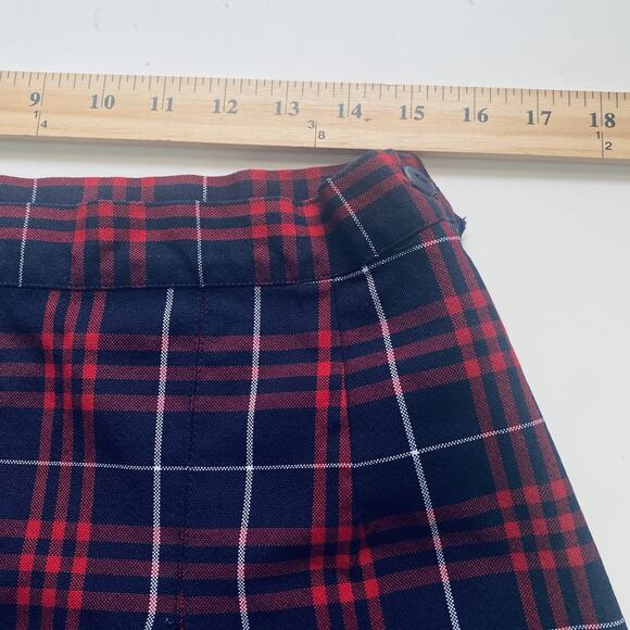 Parker Plaid Pleated Skirt Small VINTAGE Blue Red School Girl Preppy Blokecore - Picture 3 of 6